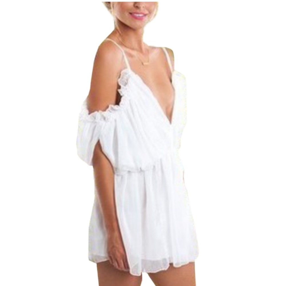 Alice and Olivia White At First Romper Small
